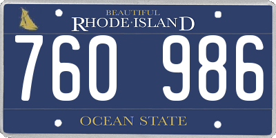 RI license plate 760986