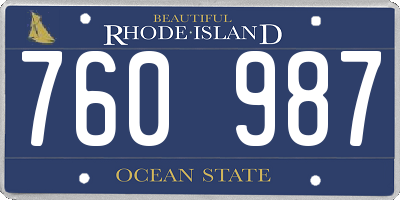 RI license plate 760987