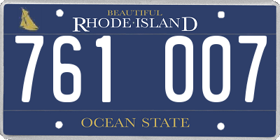 RI license plate 761007