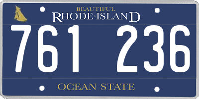 RI license plate 761236