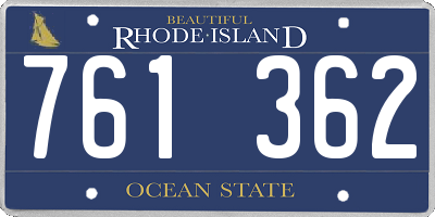 RI license plate 761362