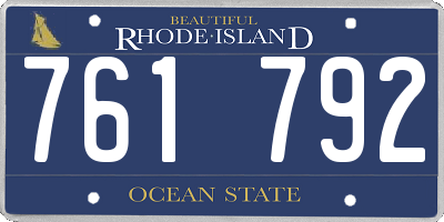 RI license plate 761792