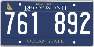 RI license plate 761892