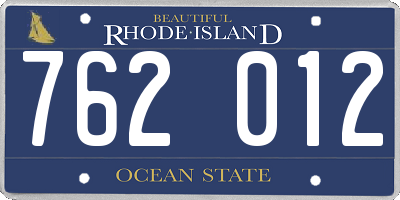 RI license plate 762012