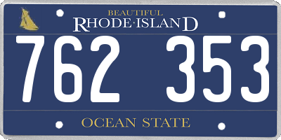 RI license plate 762353
