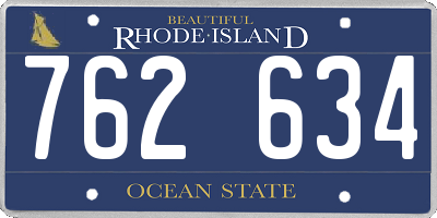 RI license plate 762634
