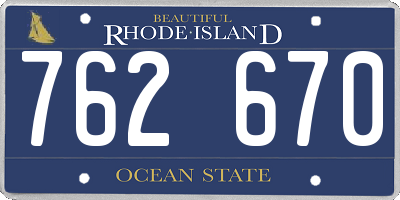 RI license plate 762670