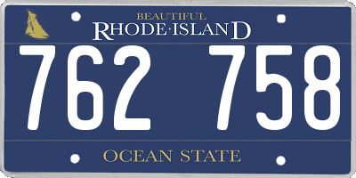 RI license plate 762758