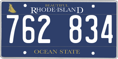 RI license plate 762834