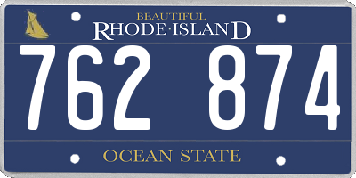 RI license plate 762874