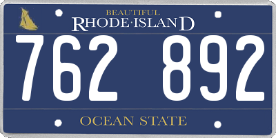 RI license plate 762892