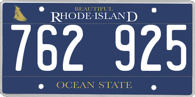 RI license plate 762925