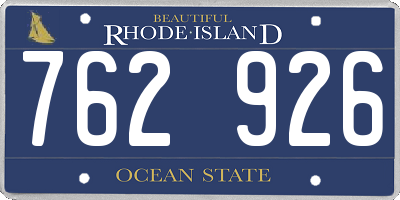 RI license plate 762926