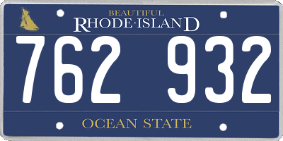 RI license plate 762932