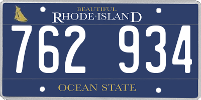 RI license plate 762934