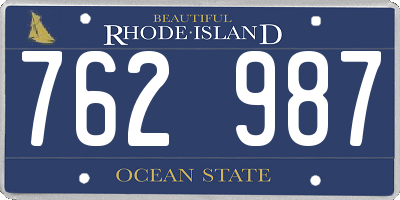 RI license plate 762987