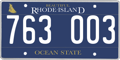 RI license plate 763003