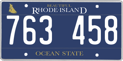 RI license plate 763458