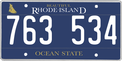 RI license plate 763534