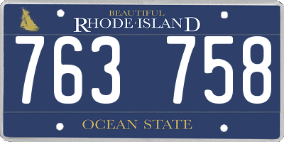 RI license plate 763758