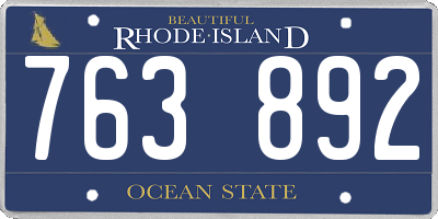 RI license plate 763892