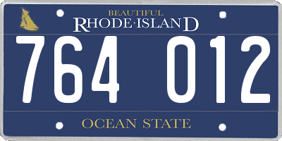 RI license plate 764012