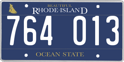 RI license plate 764013
