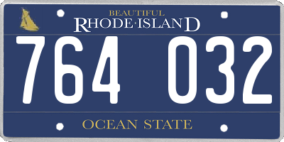 RI license plate 764032