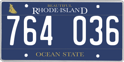 RI license plate 764036