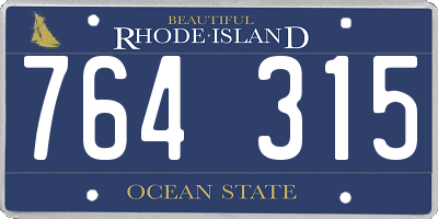 RI license plate 764315