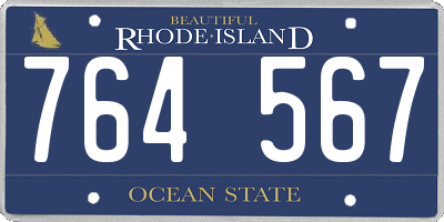 RI license plate 764567