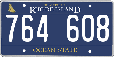RI license plate 764608