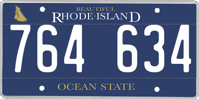 RI license plate 764634