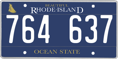 RI license plate 764637