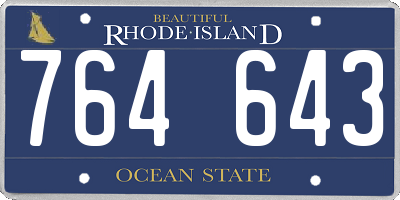 RI license plate 764643