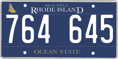 RI license plate 764645
