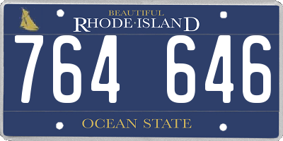 RI license plate 764646