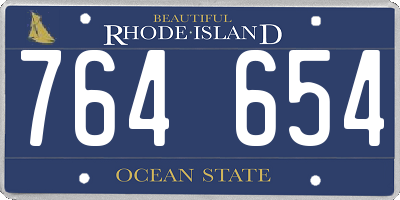 RI license plate 764654