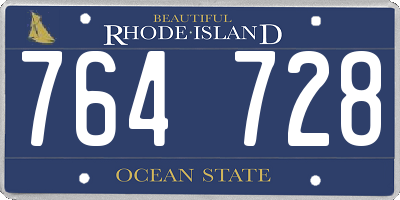 RI license plate 764728