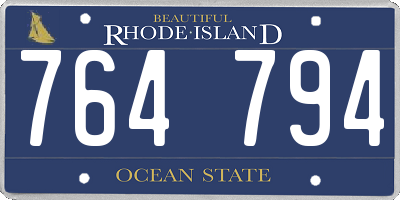 RI license plate 764794