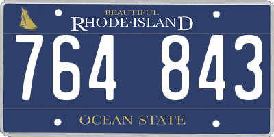 RI license plate 764843