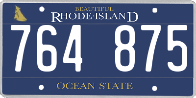 RI license plate 764875