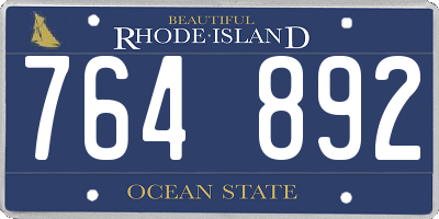 RI license plate 764892