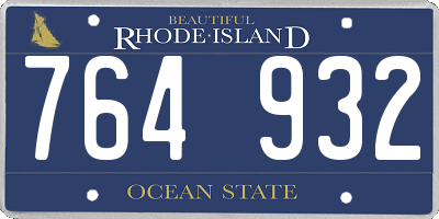 RI license plate 764932