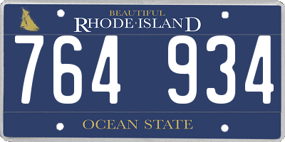 RI license plate 764934