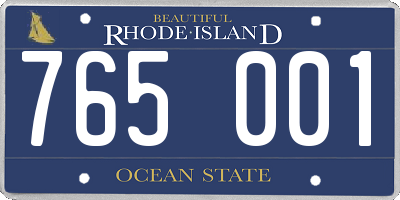 RI license plate 765001