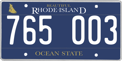 RI license plate 765003