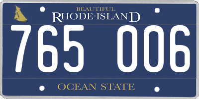 RI license plate 765006