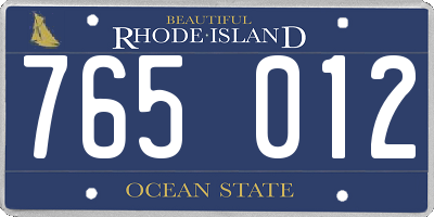 RI license plate 765012