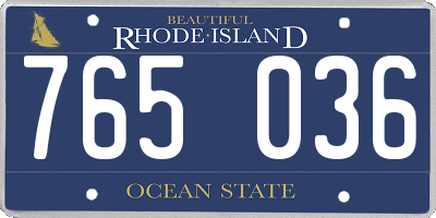 RI license plate 765036